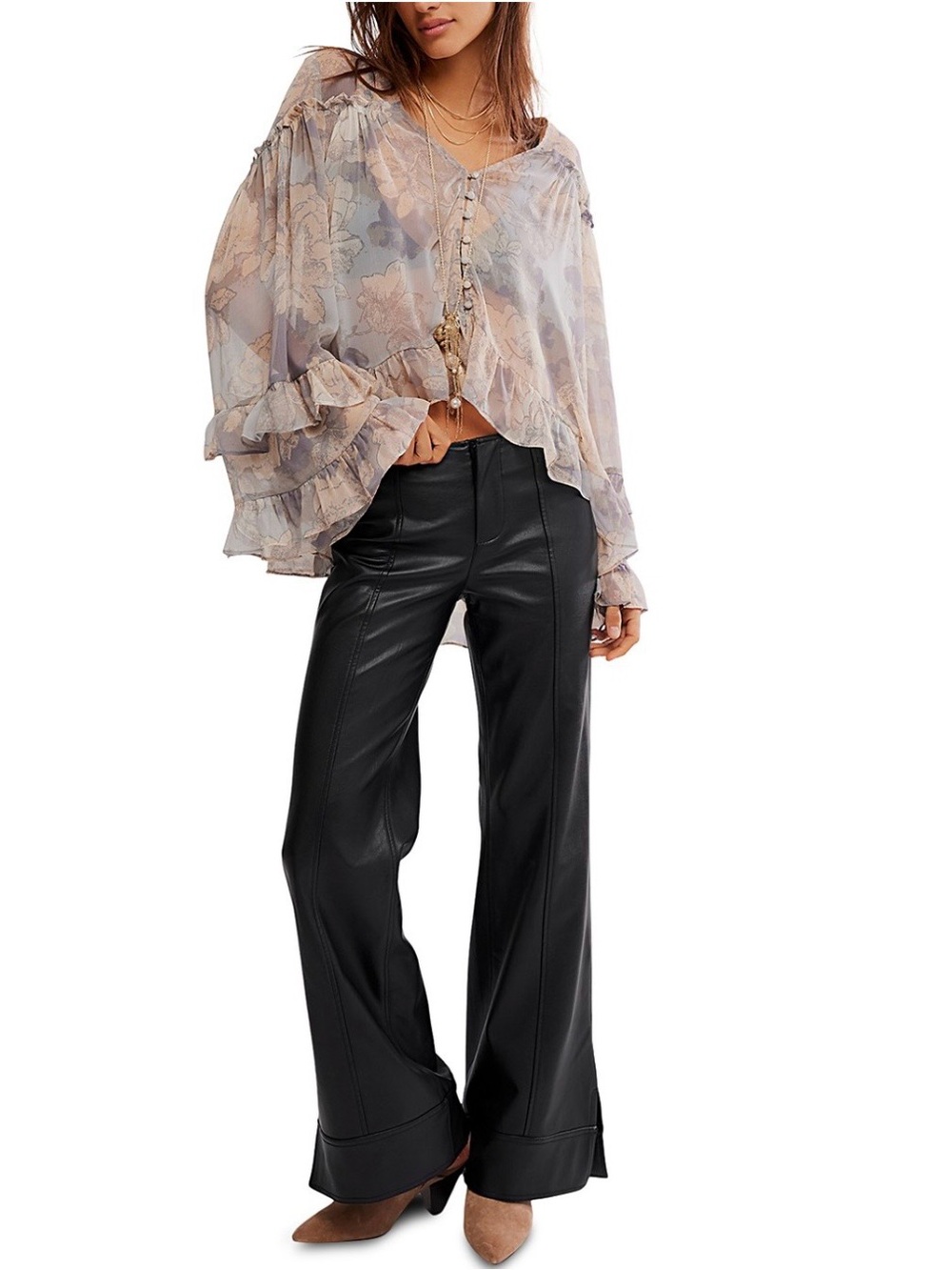 Free People Glow Up Faux Leather Pants Size 12